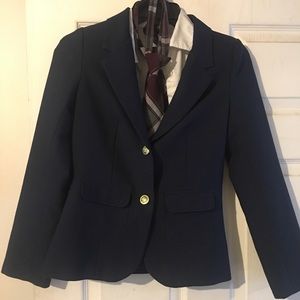French toast navy blazer, white button up, 2 ties